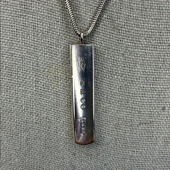 Tiffany & Co. 1837 Bar Pendant Necklace – Sterling Silver, 18" Snake Chain - Picture 2 of 6